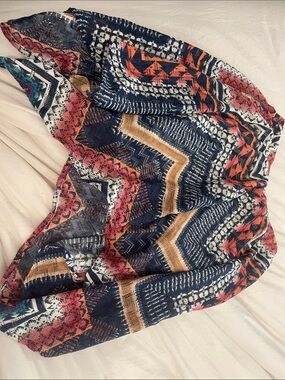 Vanity Navy and Coral Printed Skirt